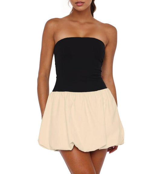 KIGRAD Women’s Sexy Strapless Mini Dress Club Tube Corset Party Dress Y2k Bubble Skirt Summer Casual Bandeau Dresses